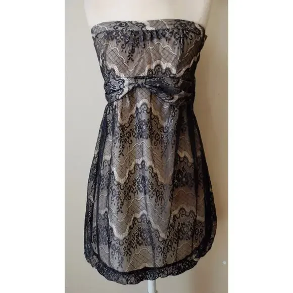 Kimchi Blue | Dresses | Kimchi Blue Lace Illusion Strapless Mini Party Dress  Size M Black | Poshmark